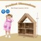 Kids Dollhouse Bookshelf Natural MDF and Engineered Wood 3 Tier Toy and Book Storage Organizer